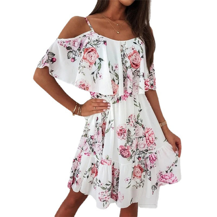 Dame Cold-Shoulder Blomster Mini Kjole Stilla