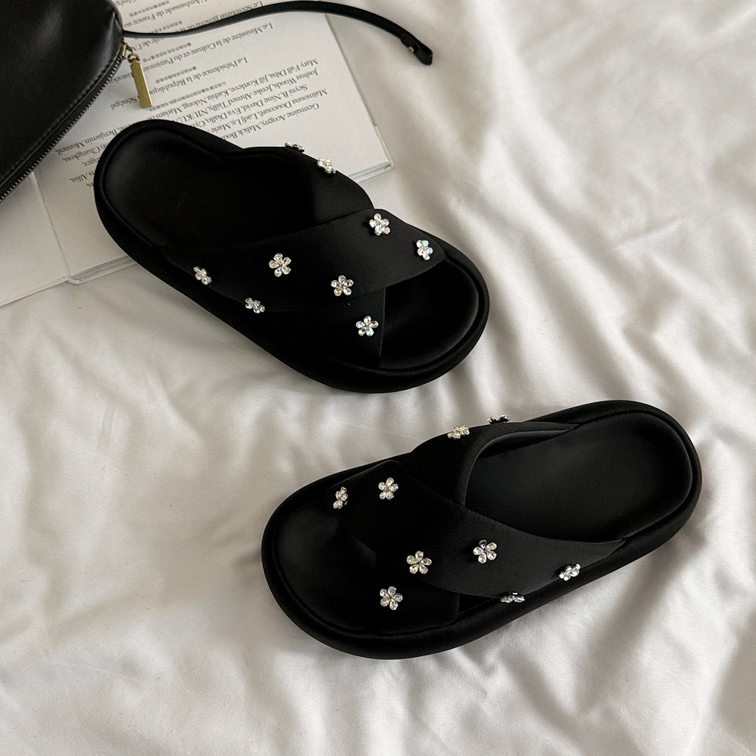 Femme Stilfulde Florale Dekoreret Slide Sandaler Stilla