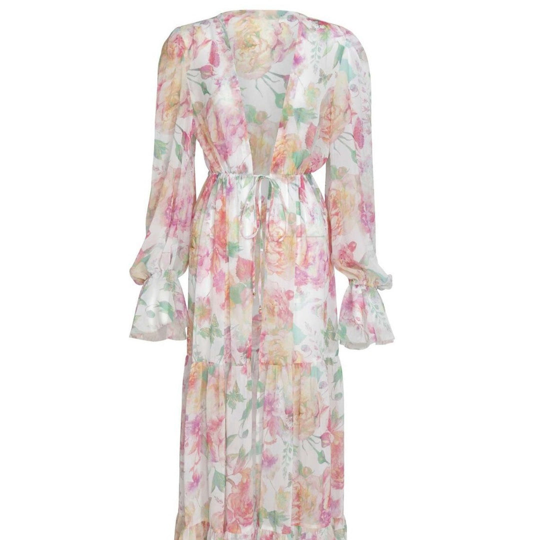 Dame bikini sæt med blomster kimono og justerbare stropper Stilla