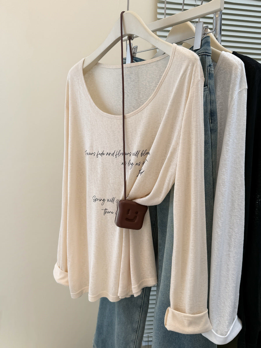 Femme Relaxed Fit Langærmet T-shirt med inspirerende citat Stilla