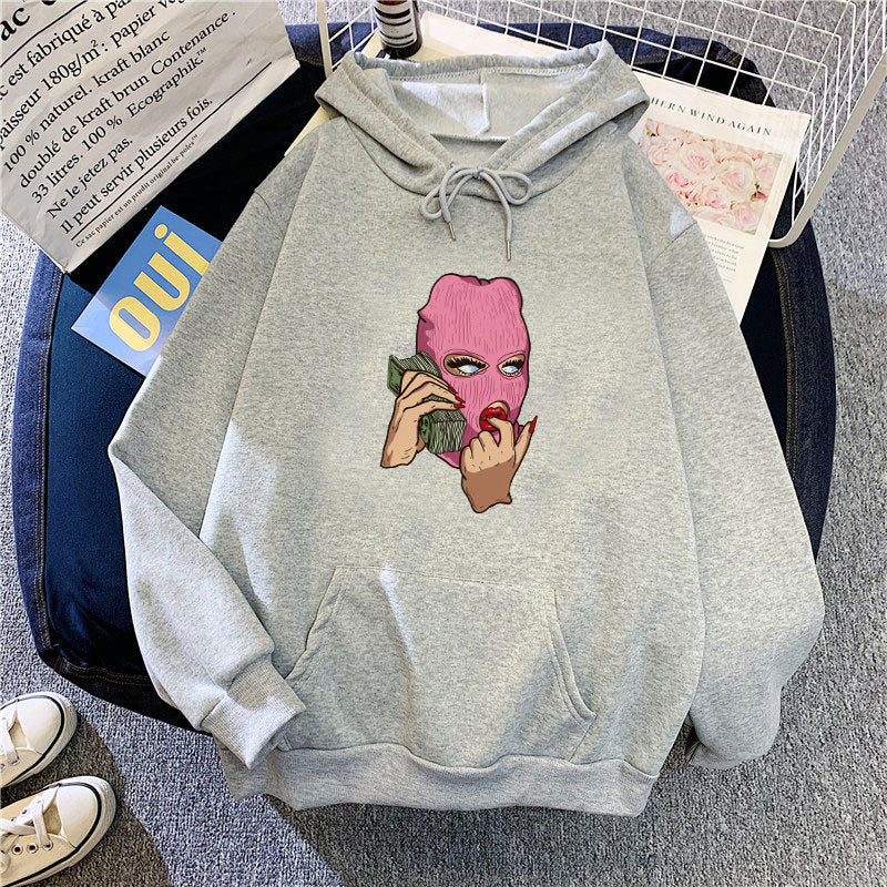 Dame hoodie med kunstnerisk grafisk design Skovae