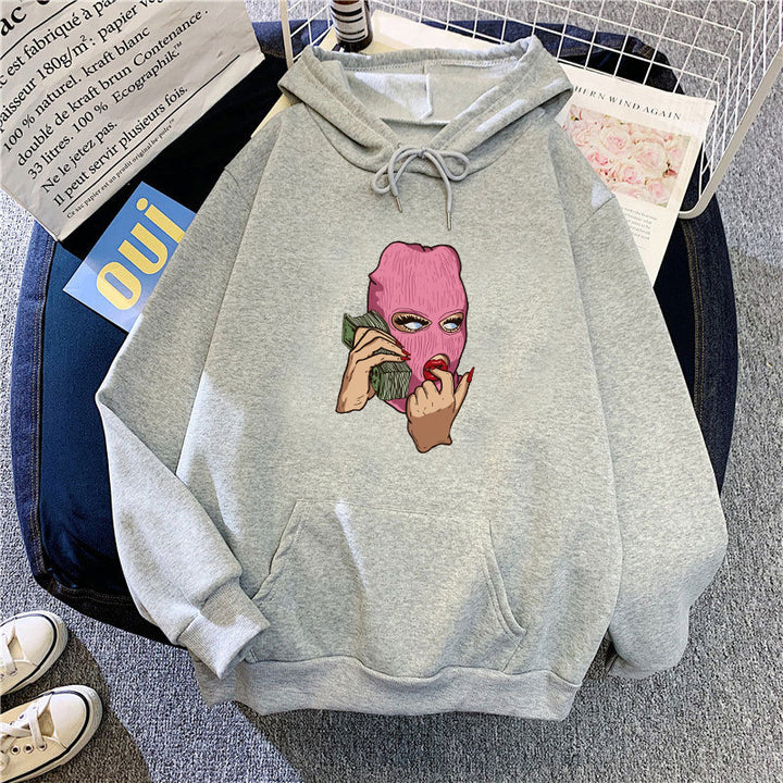 Dame hoodie med kunstnerisk grafisk design Skovae