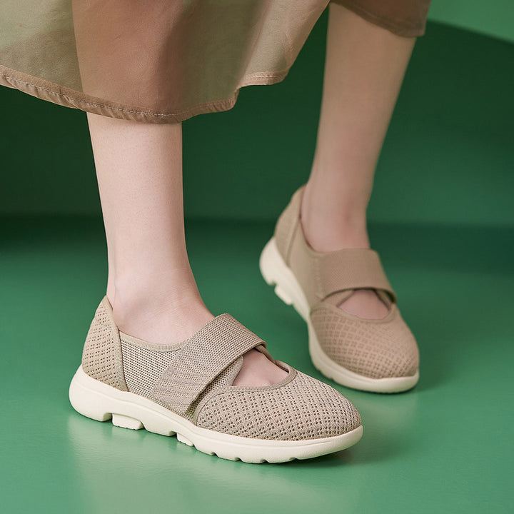 Dame sneakers med åndbart netovermateriale og elastisk velcro Stilla