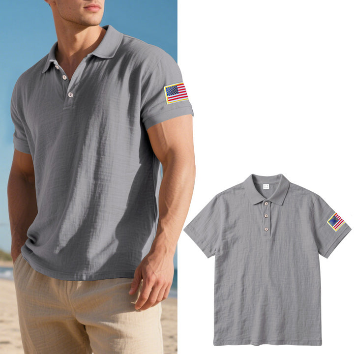 Herre polo shirt med moderigtigt amerikansk flagmotiv og højkvalitets bomuld Stilla