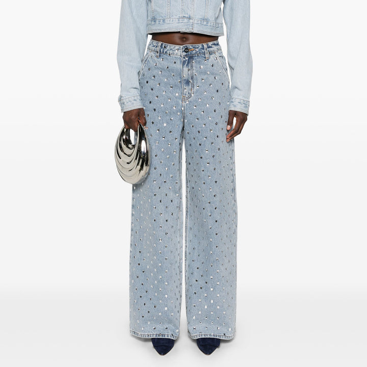 Kvinders brede jeans med glitrende applikationer Stilla