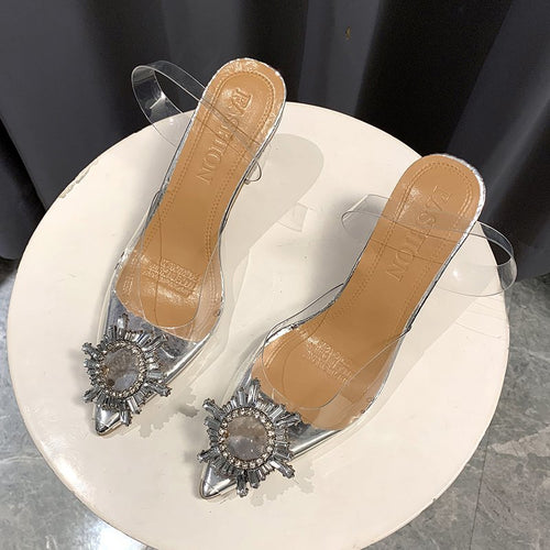 Dame Elegante Slingback-pumps med gennemsigtigt overmateriale og funkende smykkedetalje Stilla
