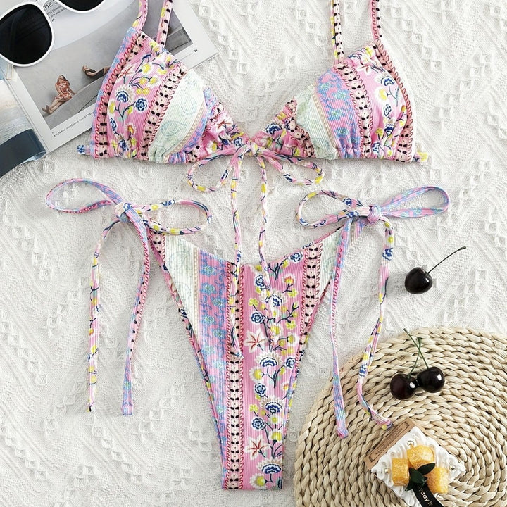 Dame triangel-bikini med legende design og justerbare stropper Skovae