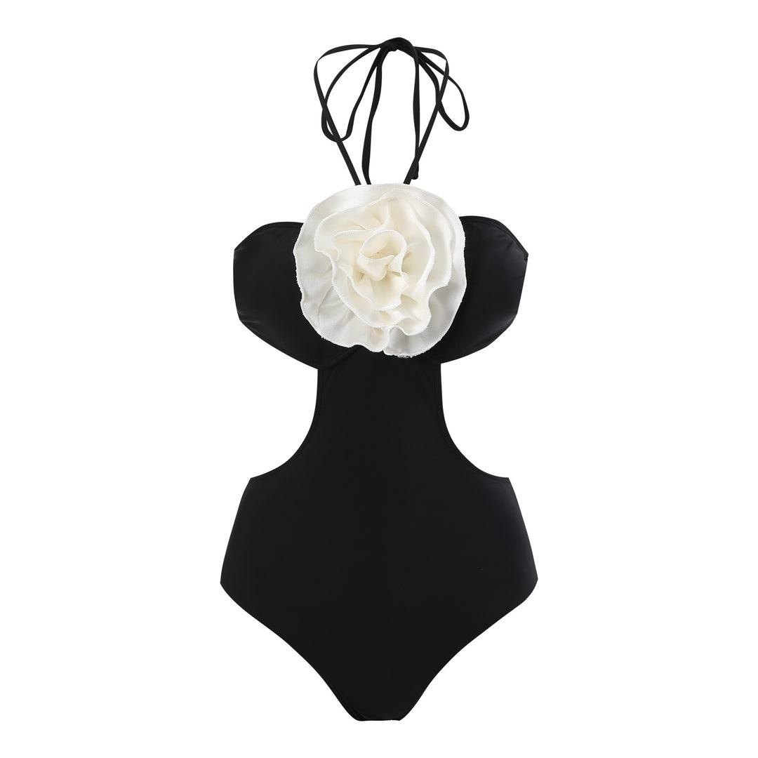 Damer Elegant Badedragt med Blomsterapplikation og Uden Stropper Design Stilla
