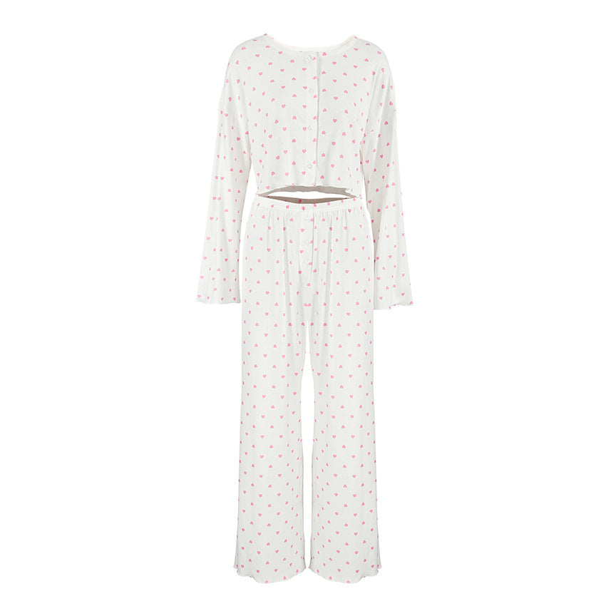 Dame luksuriøst pyjamas-sæt med stribet top og behagelige loose-fit bukser Stilla