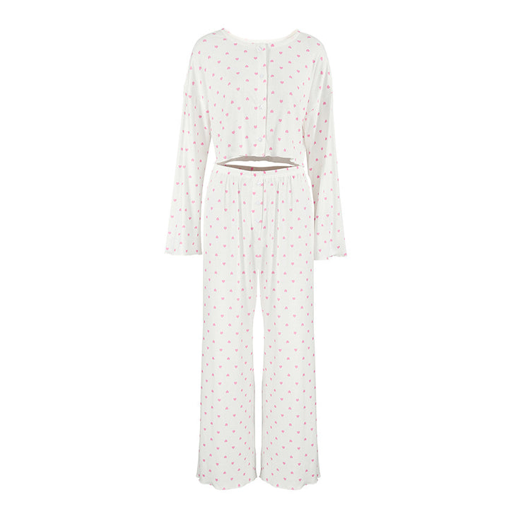 Dame luksuriøst pyjamas-sæt med stribet top og behagelige loose-fit bukser Stilla
