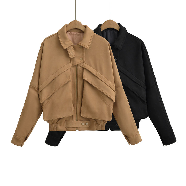 Dame elegant oversized jakke med moderne snit og spændende draperingselementer Stilla