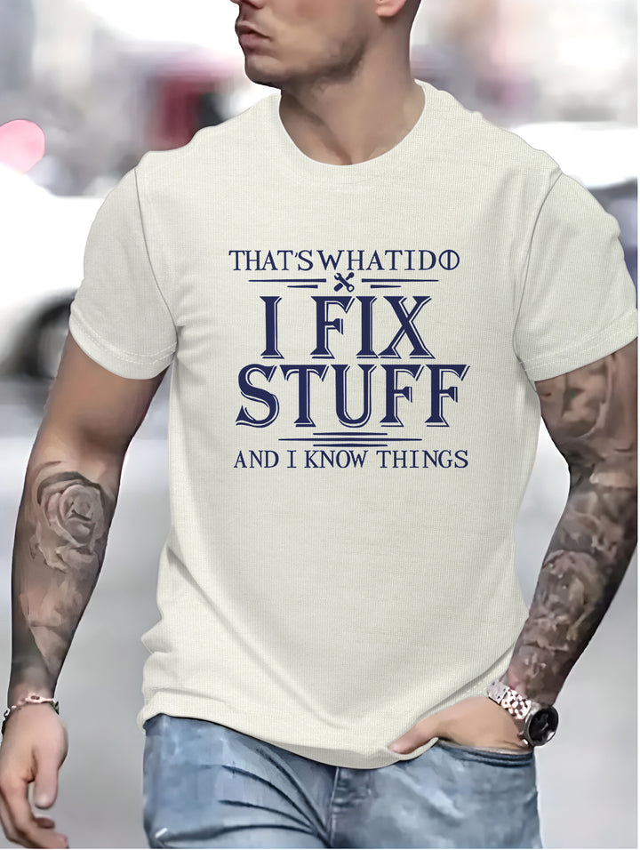 Herre T-shirt med humoristisk tryk og høj kvalitets bomuldsblanding Stilla