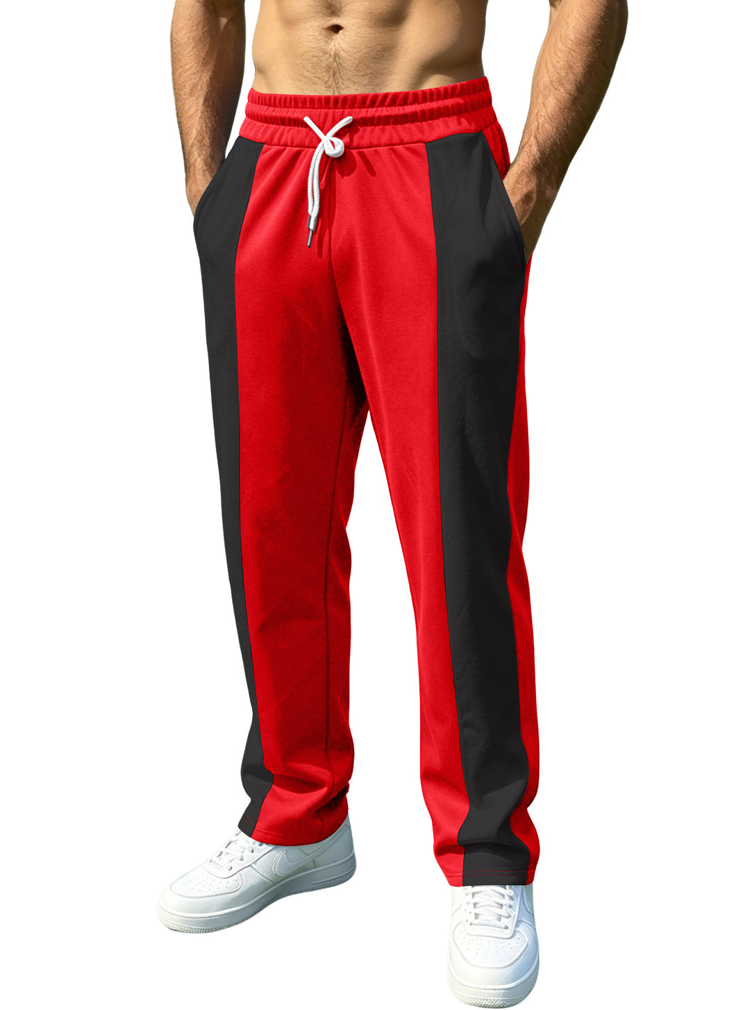 Herren nan sporty joggingbukser med kontrast-sidede indsatser, elastisk talje, snoretræk og sidelommer Skovae