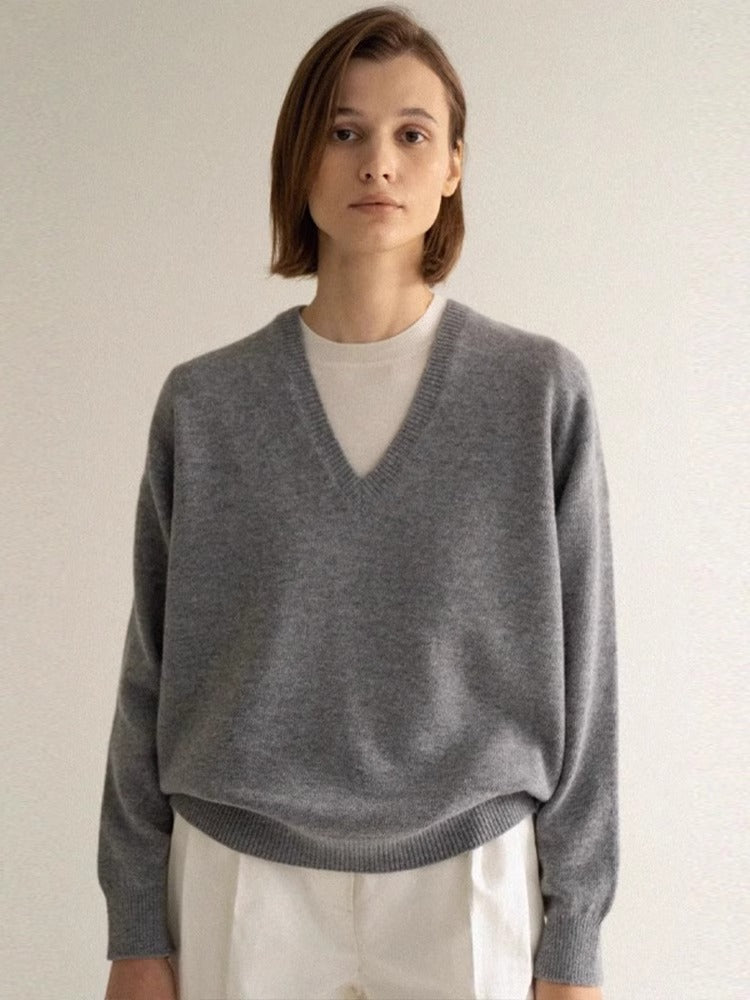Dame V-hals sweater i høj kvalitet cashmere uld Stilla