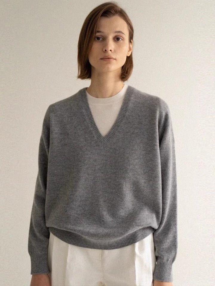 Dame V-hals sweater i høj kvalitet cashmere uld Stilla