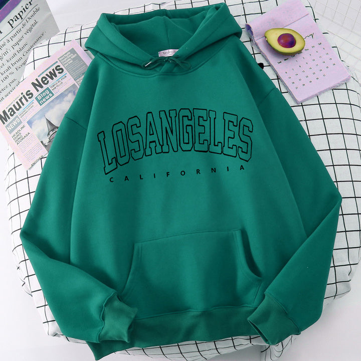 Damehoodie til kvinder med moderne Los Angeles print og løs pasform Skovae