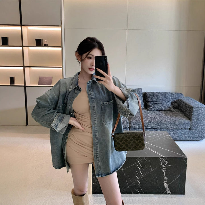 Kvinders Oversize Denim Skjorte Stilla