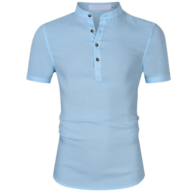 Herrer Korte ærmer Henley-shirt med elegant knapdesign og moderne ståkrave Stilla