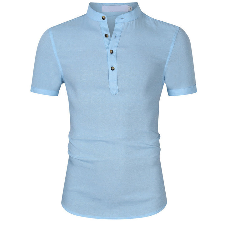Herrer Korte ærmer Henley-shirt med elegant knapdesign og moderne ståkrave Stilla