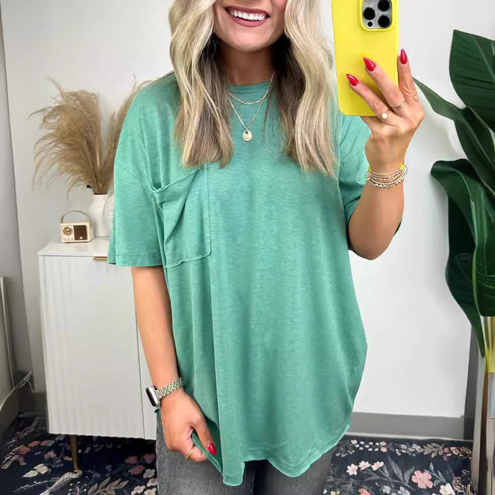 Kvindernes afslappede oversized T-shirt med lomme Stilla
