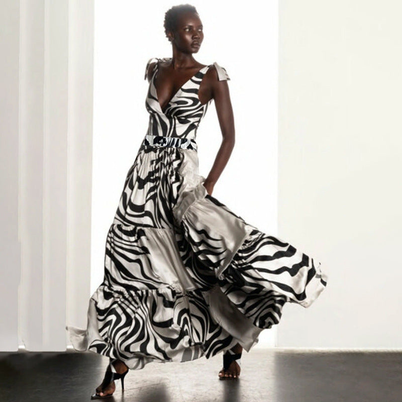 Dame ensartet badedragt med stilfuld zebra-design Skovae