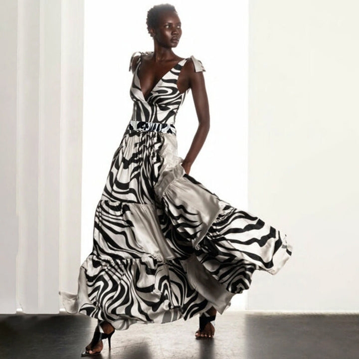 Dame ensartet badedragt med stilfuld zebra-design Skovae