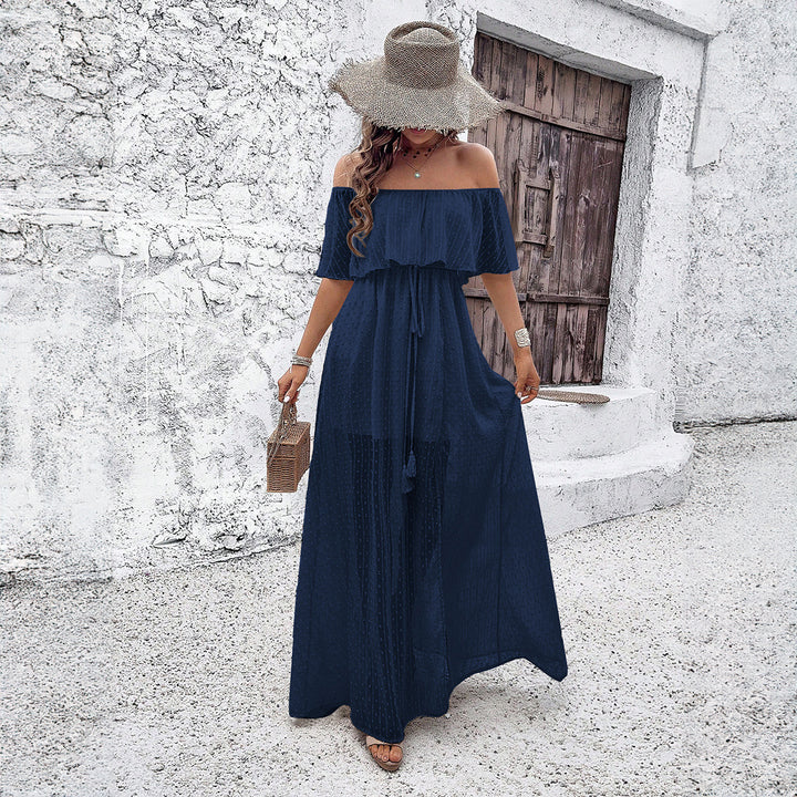 Dame Maxi-kjole med Off-Shoulder og elastisk taljebelte Stilla