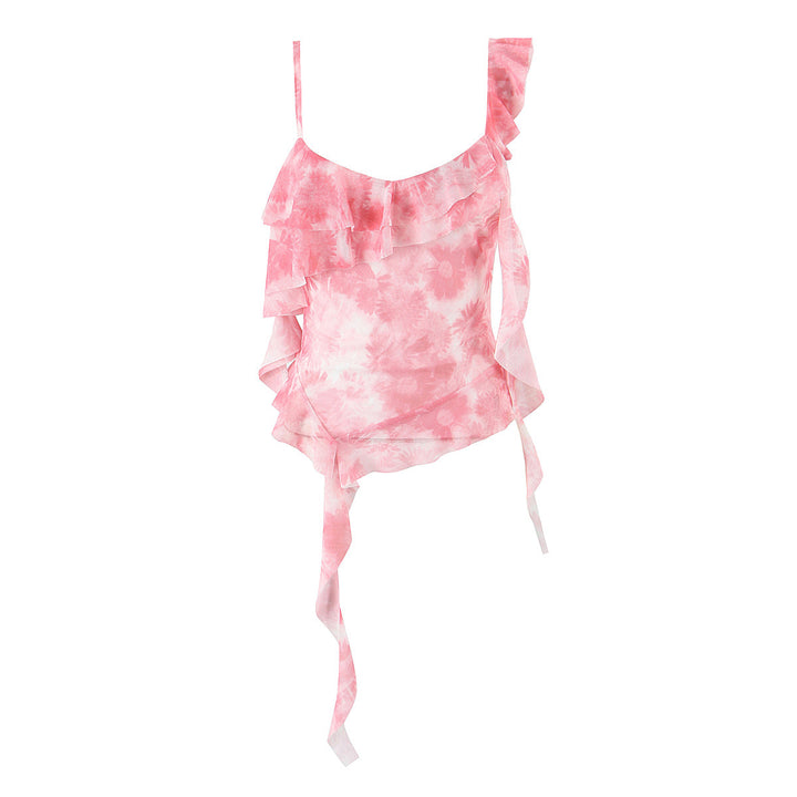 Dame off-shoulder top med legende flæsedesign og flydende stof Stilla