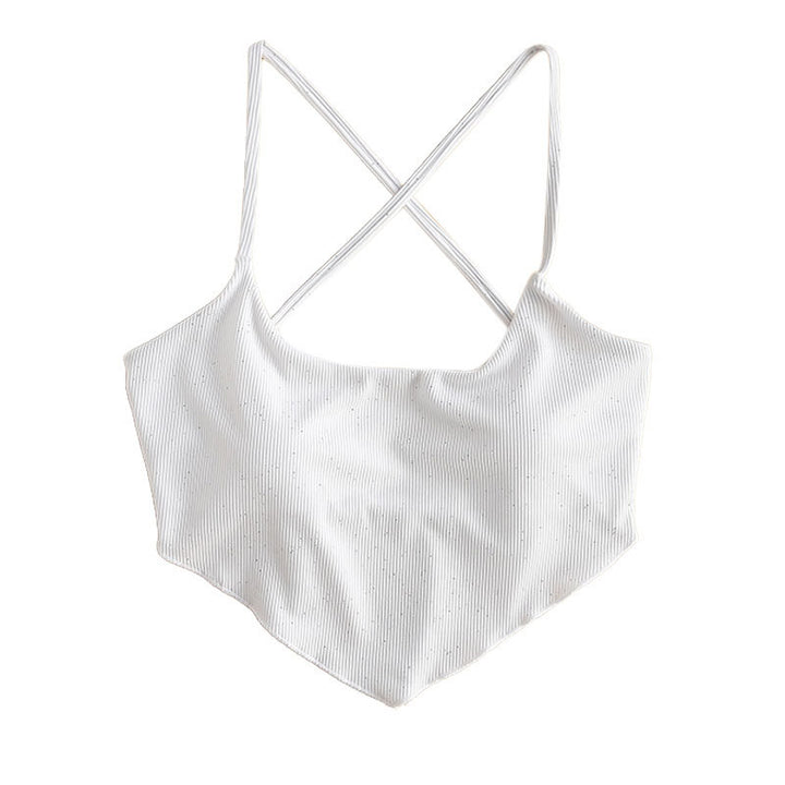 Dame Crop-Top Bikinioverdel med krydsede stropper og fin ribstruktur Stilla
