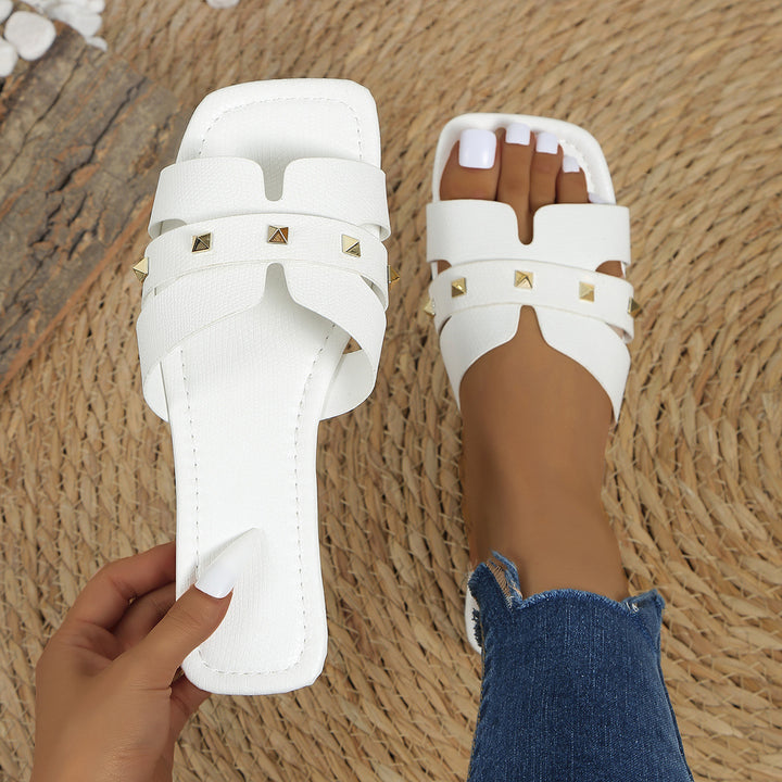 Dame Designer-Pantoletten med trendy nitter-detaljer Stilla
