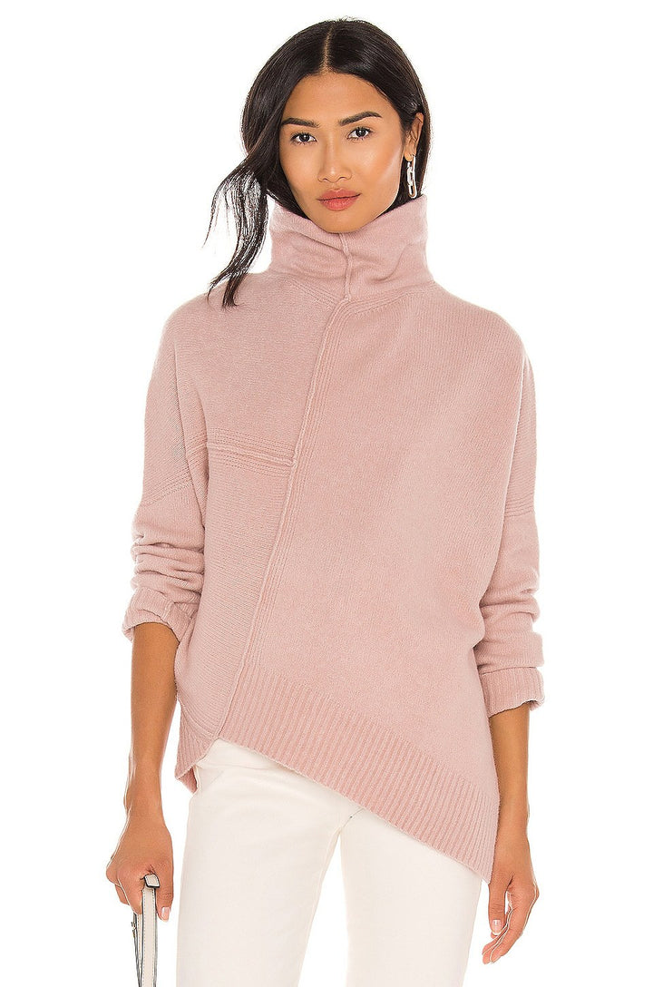 Dame afslappet strikpullover med asymmetrisk krave Stilla