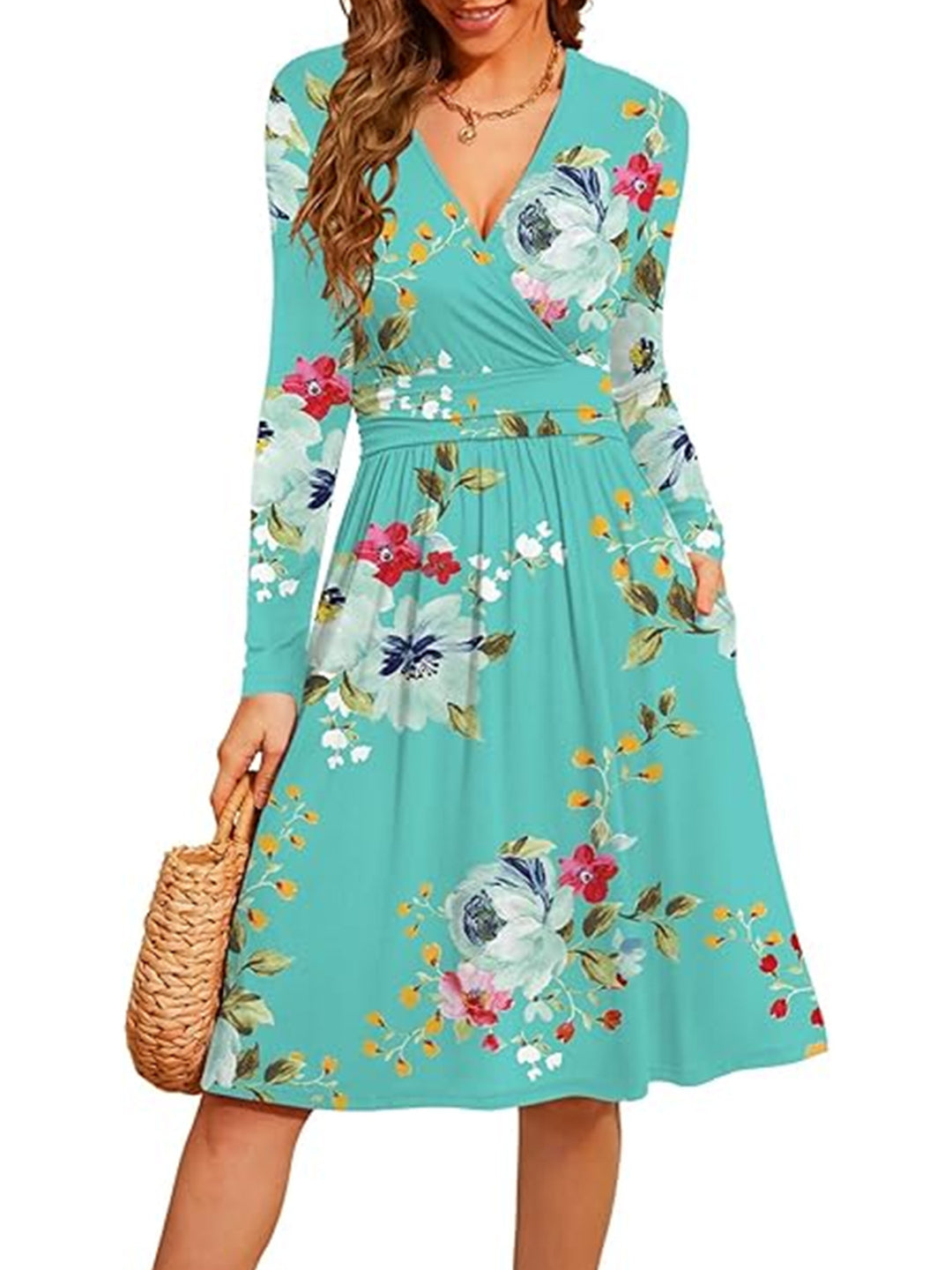 Femme Langærmet Floral Værdikjole Stilla