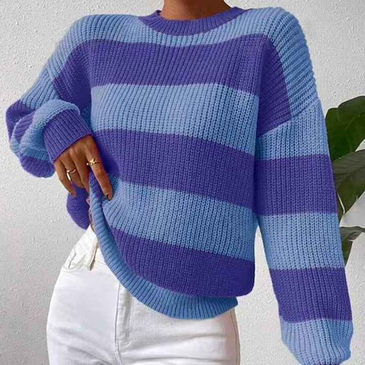 Dame afslappet sweater med bred stribemønster og behagelig pasform Stilla