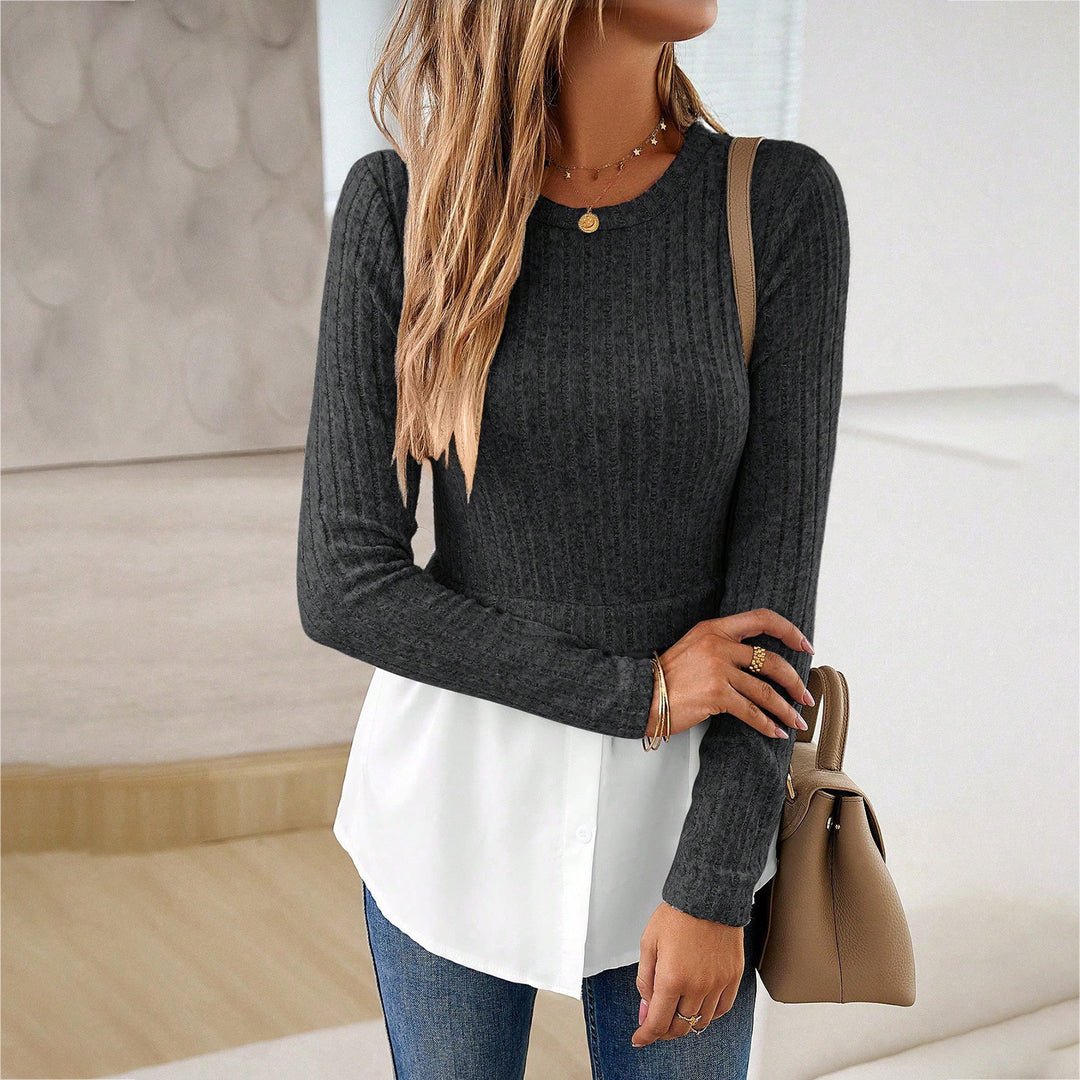 Dame Langærmet skjorte med moderne layering-effekt Stilla