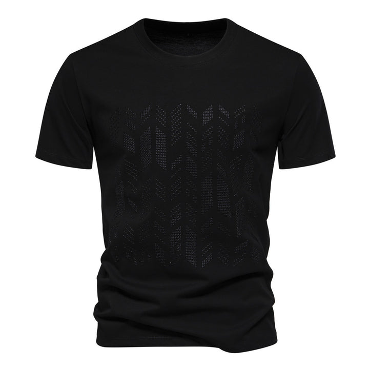 Herrer nan Rundhalsshirt i bomuldsblanding med geometrisk laserperforering og lige snit Skovae