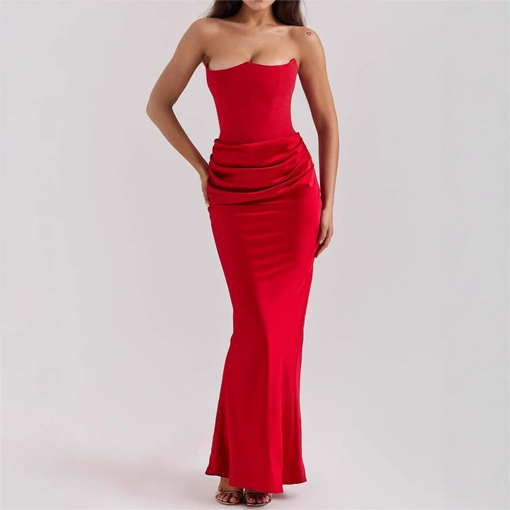 Dame Strapless Aftenkjole med raffineret Drapé Stilla