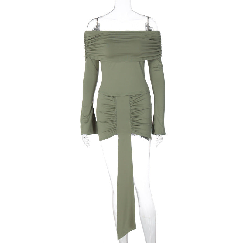 Dame Off-Shoulder Mini-Kjole med raffineret Ruffle-design og talje-snøring Stilla