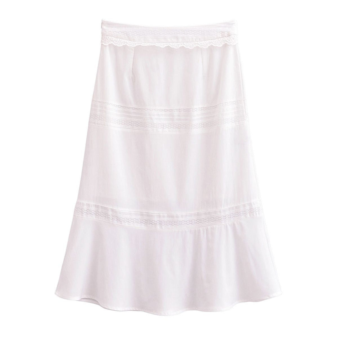 Dame midi nederdel med elegante spids detaljer og flydende snit Stilla