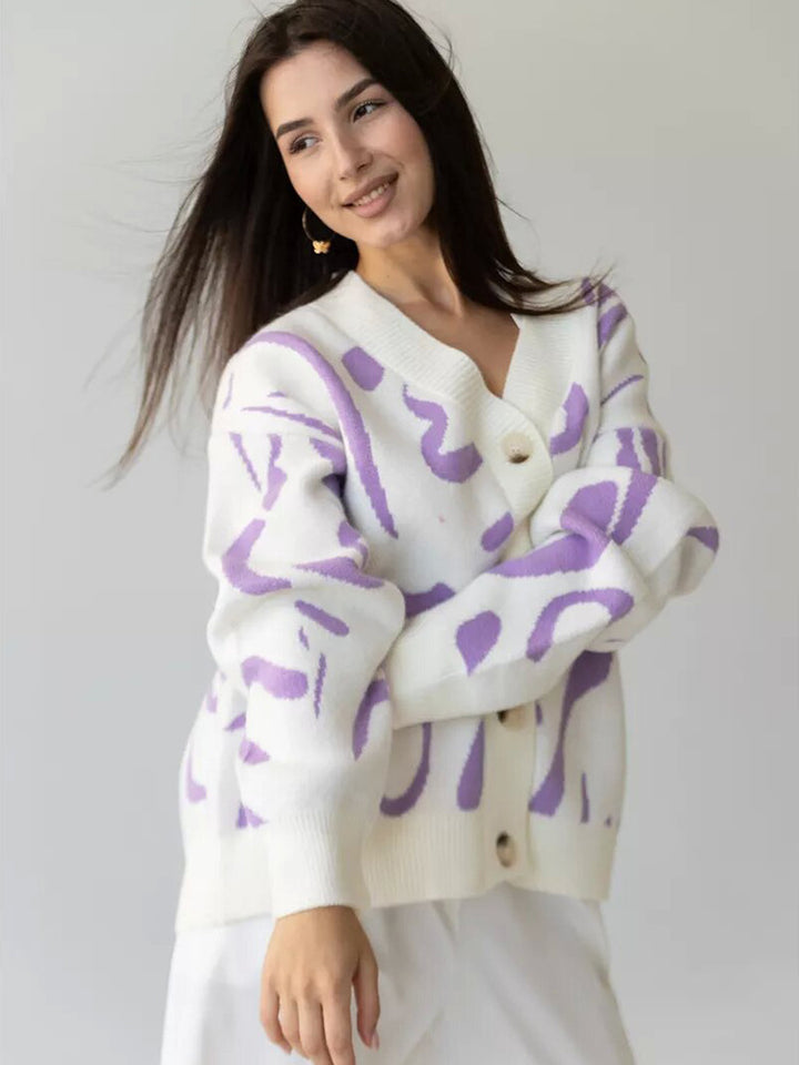 Kvinders hyggelige cardigan med elegant mønster Skovae
