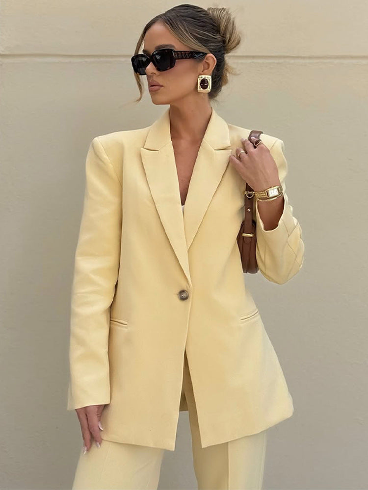 Dame elegant, figursyet blazer- og bukse-set Stilla