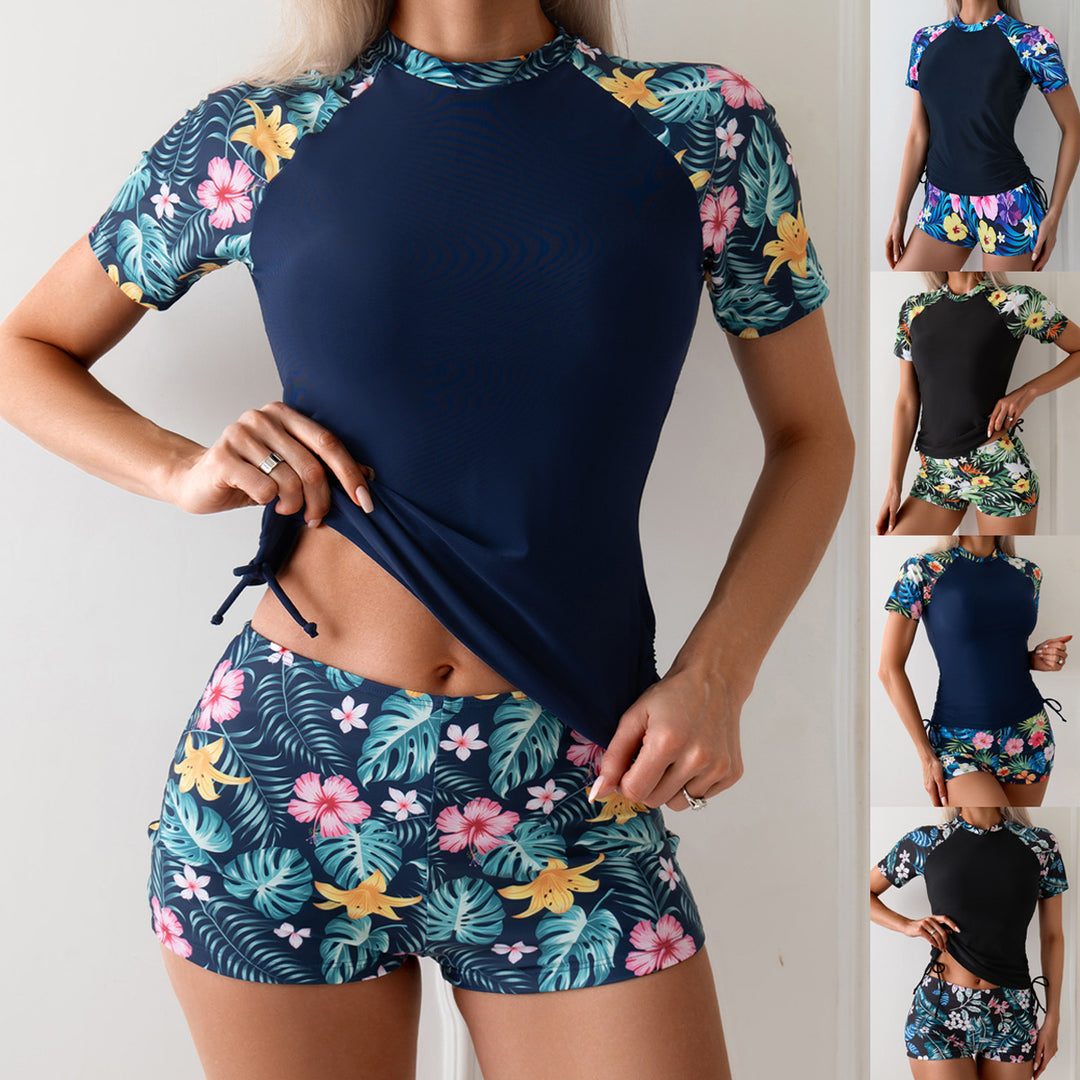 Dame Sporty badetøjssæt med blomstermønster og sidelæg Stilla