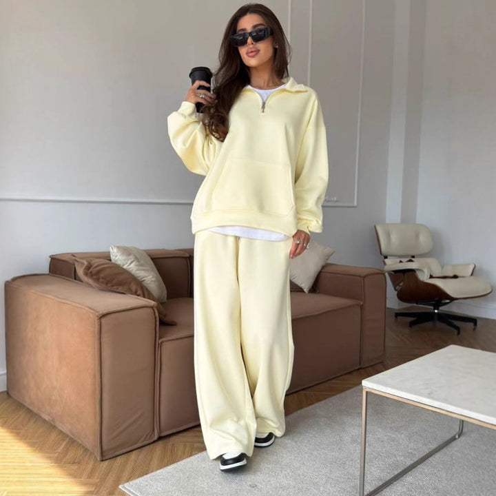 Kvinder Oversized Sweatshirt og bredskårne Bukser Sæt Skovae