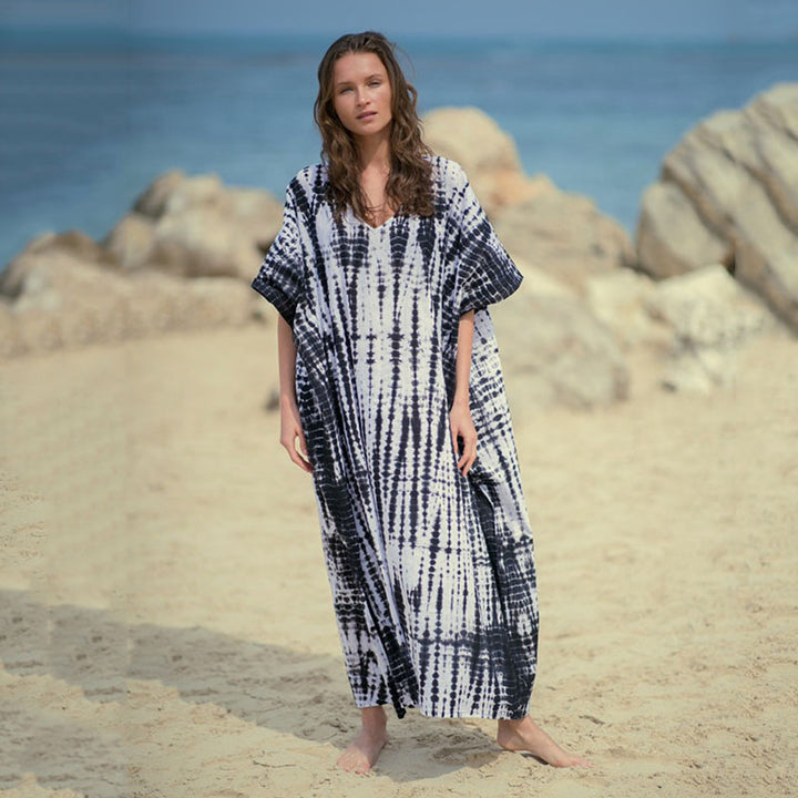 Dame Strandkaftan med eksklusiv batik-optik og bred snit Stilla