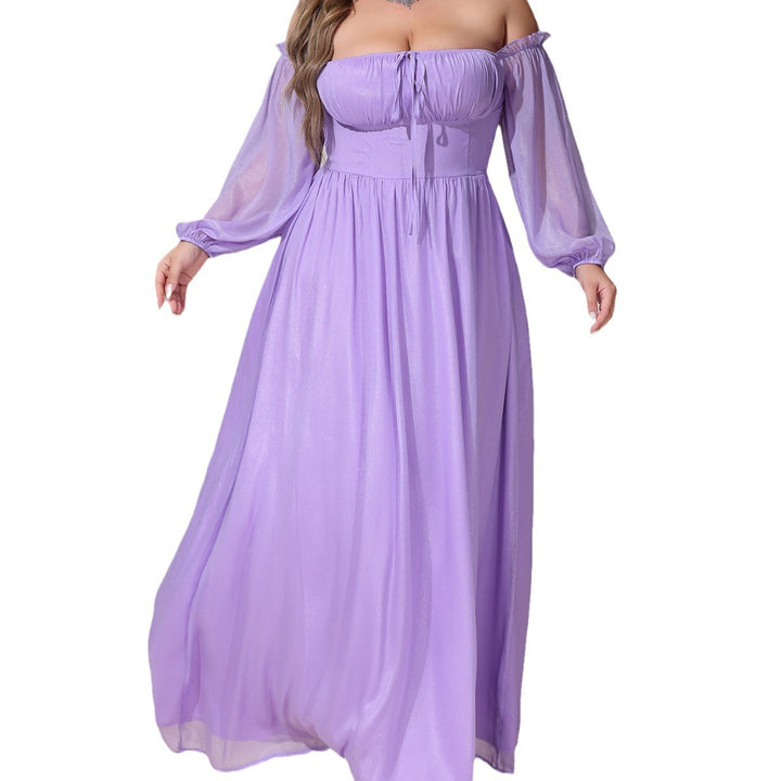 Dame maxikjole med off-shoulder design og flydende stof Stilla