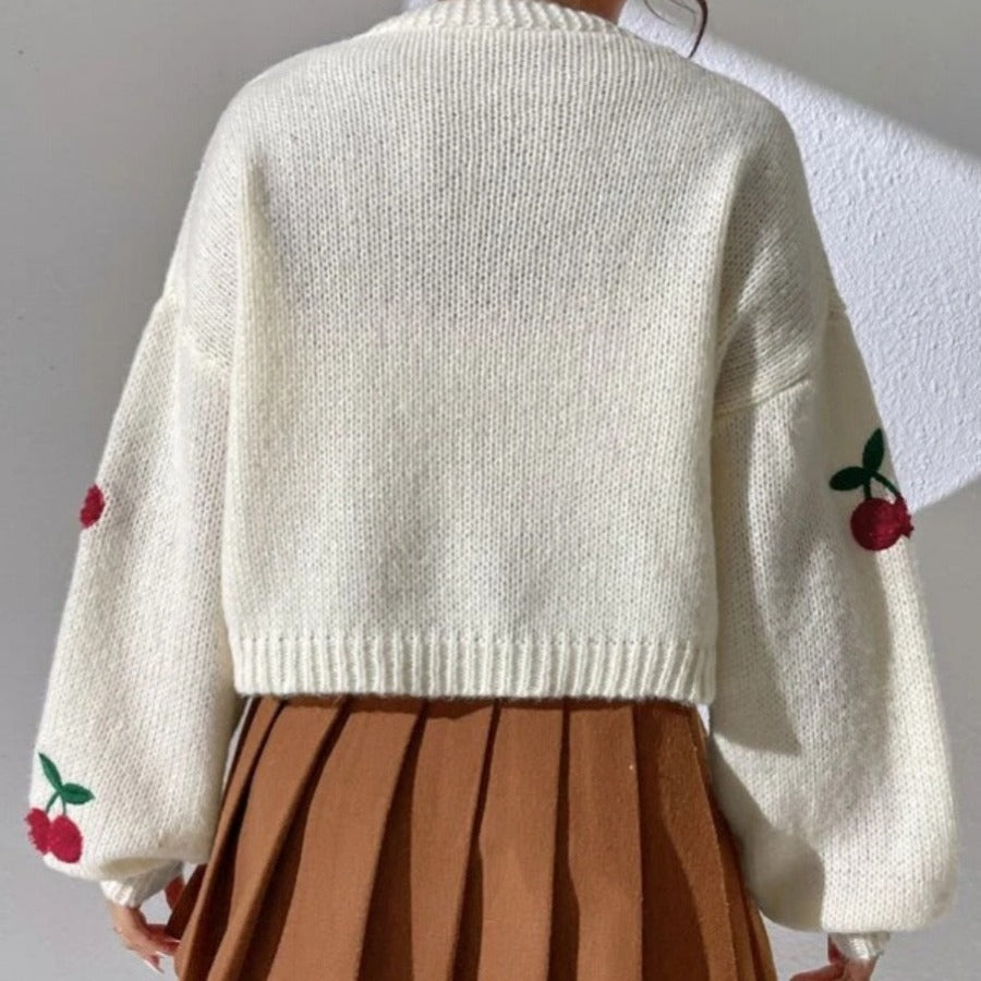 Kvinders cardigan med blomstermotiv og ekstravagant silhuet Stilla