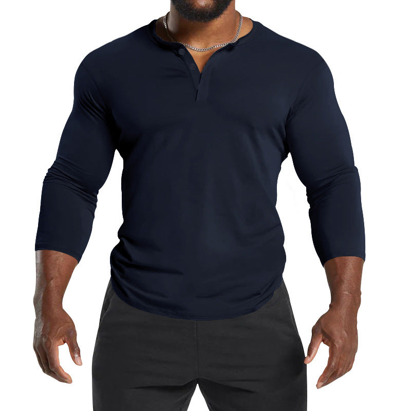 Herrer langærmet Henley-shirt lavet af åndbart materiale Stilla