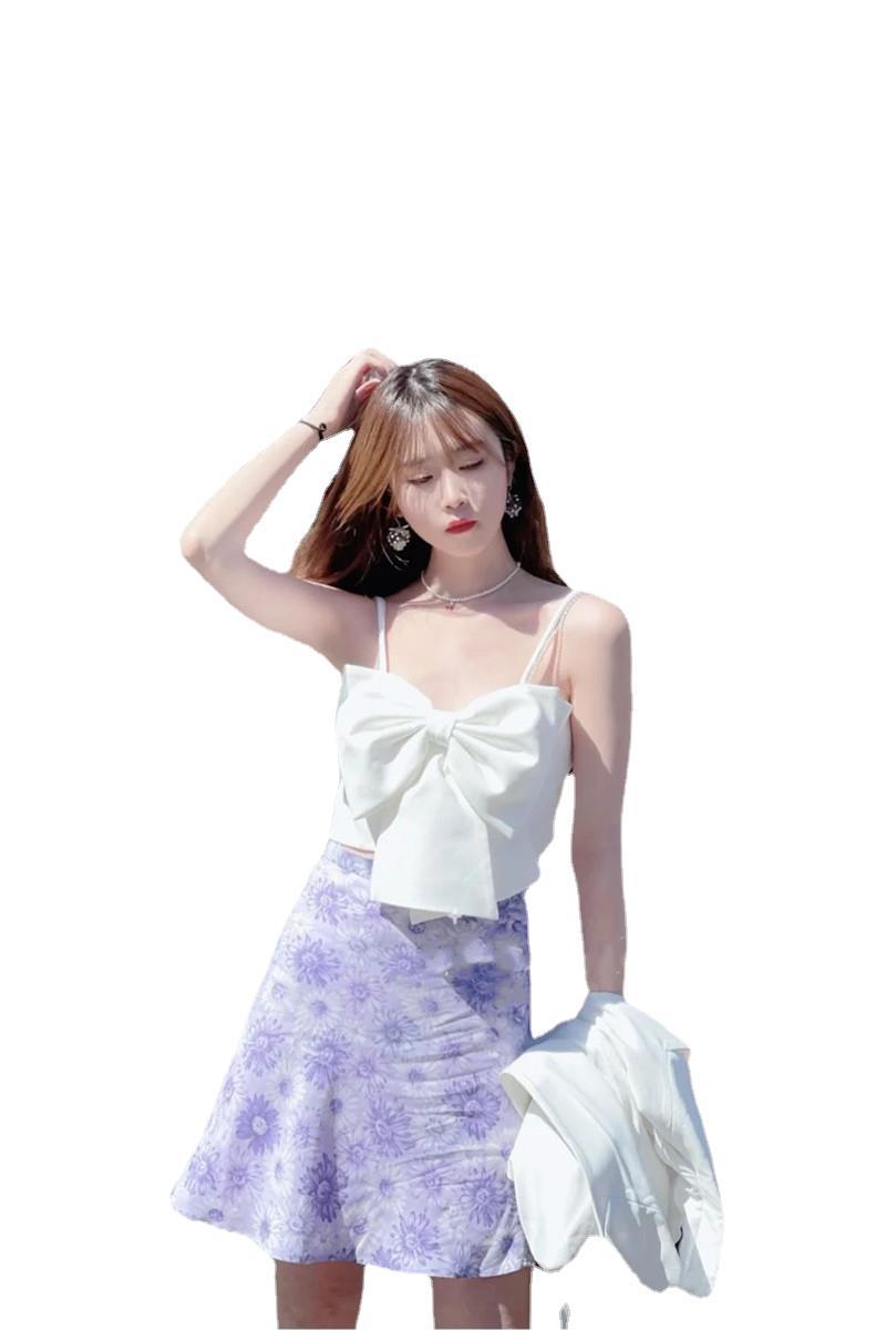 Dame Flydende Midiskirt med blomstermotiv og knapdetaljer Stilla