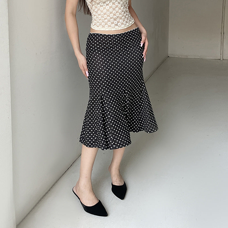 Damen eleganter, fließender Midi-Rock mit dehnbarem Bund und geschwungenem Saum Skovae