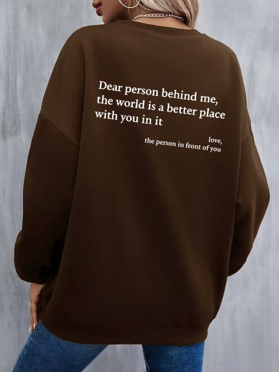 Kvinders sweatshirt med inspirerende skrift Skovae