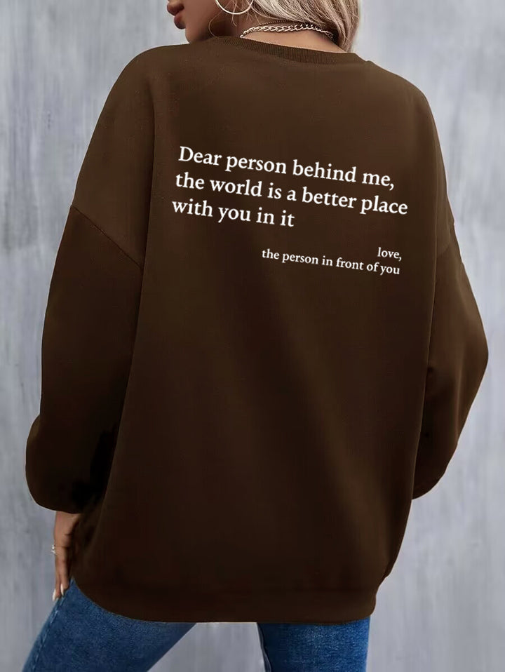 Kvinders sweatshirt med inspirerende skrift Skovae